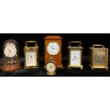 A Bayard eight day brass carriage clock, white dial, Roman numerals, made in France, 14.5cm over