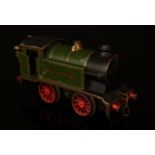 A Hornby O Gauge tinplate and clockwork 0-4-0 Great Western tank locomotive, GWR green livery, No.
