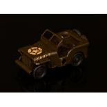 Tri-ang Minic (Lines Brothers) tinplate and clockwork 78M American Jeep, olive drab body with