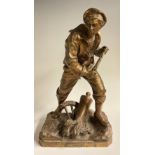 An early 20th century cold painted spelter military library figure, Navy, 33cm high
