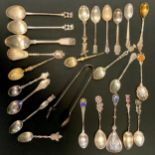 A sterling silver tea spoon, others 900 grade, 800 grade, white metal, 141g gross (12); other plated