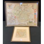 Maps - John Seller, Anglia Contracta, Leicestershire, 12.5cm x 15.5cm; another later John Speede,