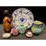 A C H Branham Barnstaple Barumware puzzle jug; Royal Doulton Kingsware flask; Minton plate etc