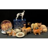 A Beswick model Siamese cat, no 1559 ; others 1887; Highland Cow etc; Sylvac 5107 ; Border Fine Arts