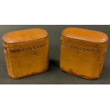 A leather mounted travel vesta case and conforming inkwell set , 5.8cm high