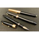 Fountain Pens - Parker 1/5 th 12ct rolled gold, 14ct gold nib; others Sheaffer (3)