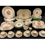 A Spode Chinese rose pattern dinner service, for six, inc two tureens, three graduated canted