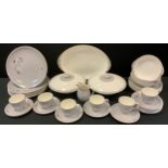 A mid 20th century Royal Doulton Frost Pine pattern dinner set, for six, pattern No D6450, inc