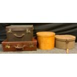 Luggage - a fitted travelling case, with remnants of Royal Mail Limes R.M.S Atlantis shipping label;