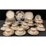 A 19th century Gaudy Welsh teapot, cups, saucers etc; Meakin Melton part dinner set; Wedgwood & Co