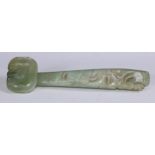 A Chinese jade ruyi sceptre, 34.5cm long