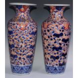 A pair of large Japanese ovoid vases, decorated in the Imari palette, 61.5cm high, 23cm diameter,