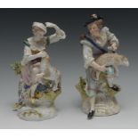 A 19th century Continental porcelain figure, The Sheep Shearer and Companion, 23cm high, c.1880