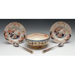 A 19th century Davenport Imari pattern EPNS mounted salad bowl, 26cm diam, printed marks, salad