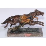 Austrian School (early 20th century), a cold painted bronze, of a Native American brave, his horse