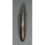 A George V silver cigar case or tube, quite plain, 12.5cm long, Birmingham 1912