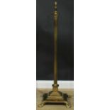 Interior Design - a brass floor lamp, Corinthian column, stepped square base, paw feet, 131cm high