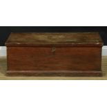 A Victorian elm six plank chest, hinged top enclosing a till, skirted base, 35.5cm high, 99.5cm