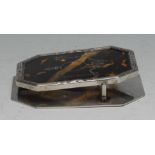 A George V silver, tortoiseshell and pique canted rectangular letter clip, inlaid in the Neo-