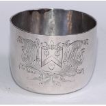 A Charles II silver tumbler cup of typical raised planished form bearing the coat of arms for Rise