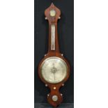 An early Victorian rosewood wheel barometer, 25cm circular silvered register inscribed D.