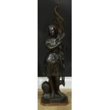 A large 19th century French carved softwood figure, Joan of Arc, 93cm high, c.1890