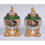 A pair of Flight Barr & Barr Worcester pot pourri vases, each well painted with a conchological