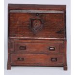 Sewing - an early 20th century mahogany novelty miniature bureau, fall front enclosing a pin