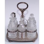 Matthew Boulton - a Regency Old Sheffield Plate rounded rectangular six-bottle cruet, posted handle,