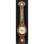 An early Victorian rosewood and mother of pearl marquetry wheel barometer, by T Gowland, London,