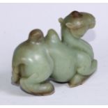 A Chinese jade carving, of a camel, 14cm long