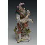 A 19th century Continental porcelain figure, The Sheep Shearer, 23cm high, c.1880