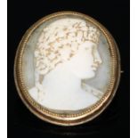 A 'Roman' carved hardstone oval cameo (possibly ancient), well carved as a young man with