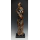 A Baroque carved and polychrome painted softwood figure, 63cm high, c.1680 - 1720, collector's