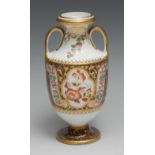 A Wedgwood two handled ovoid vase, painted in Imari palette, 17.5cm high, printed mark, c. 1880