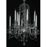 A pair of Impex lead crystal glass ten-light electroliers or chandeliers,