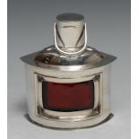 A George V silver novelty combination table vesta and cigarette box, as a port side ship's lamp,