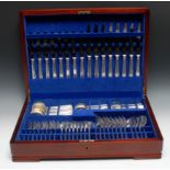 An Elizabeth II silver Harley pattern canteen of flatware, for eight, comprising soup spoons,