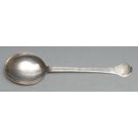 A Charles II silver Trefid pattern spoon, rat tail bowl, pricked initials WB over MM and date of