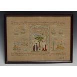 An Arts and Crafts needlework sampler, Royal commemorative, made to commemorate the Coronation of