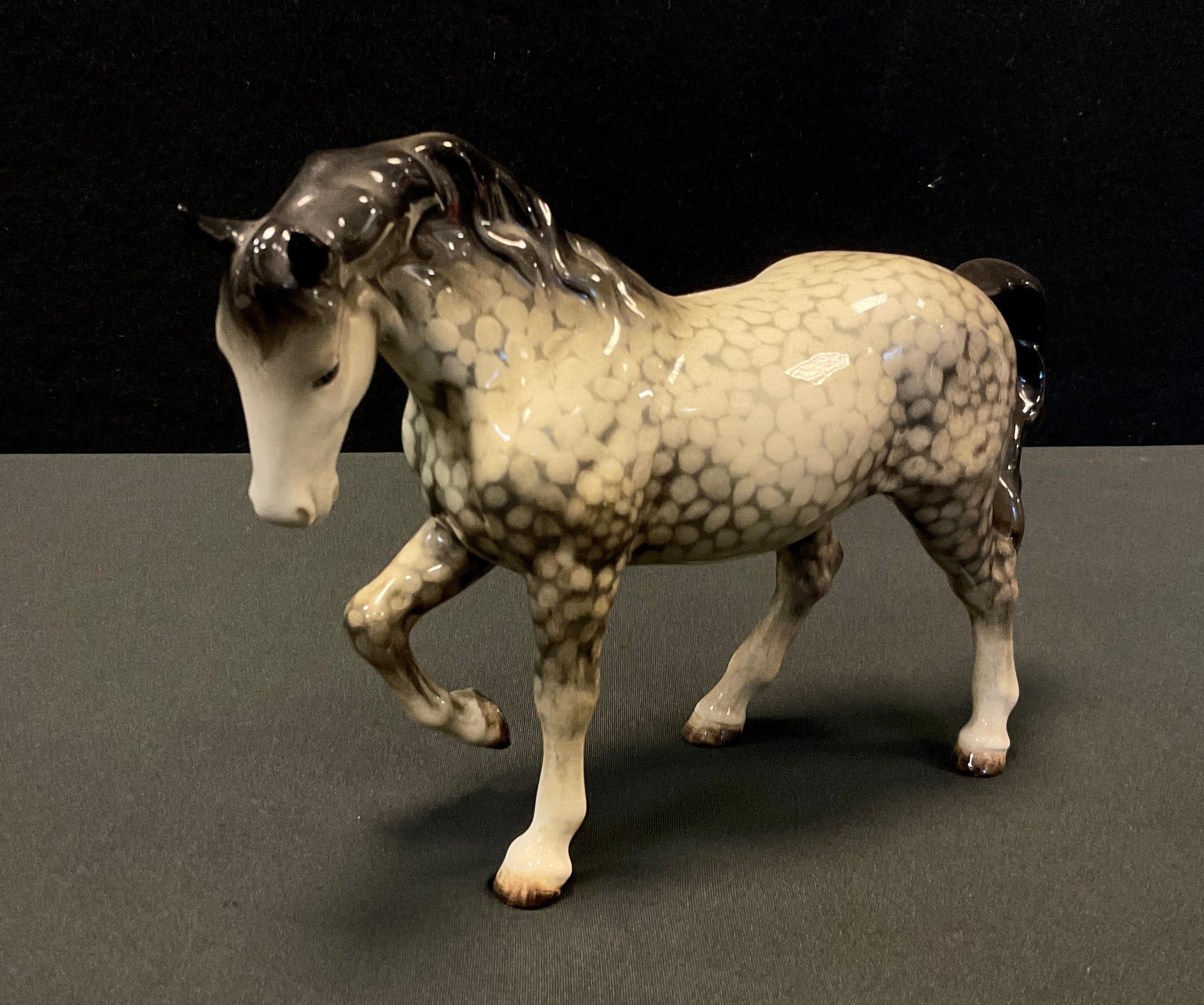 A Beswick model horse, Stocky Jogging Mare, third version, rocking horse grey gloss , 15cm high,