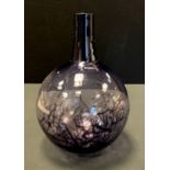 A Gunnel Sahlin (Bn 1954) Kosta Boda Scribble glass vase, introduced 2005, with bulbous purple