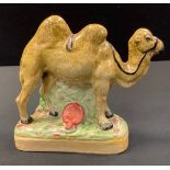 A Staffordshire model, of a camel, sponged in colours, oval base, 15.5cm high, c.1870