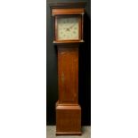 A George III inlaid oak longcase clock, the 30.5 cm painted floral dial inscribed Farnworth,
