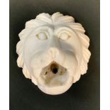 A marble fountain head, as a lion mask, 15cm wide