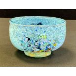 A Vetro Artistico Murano glass bowl, scattered blue and multi-tone millefiori body, gold flecked