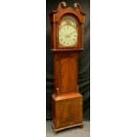 A William IV mahogany crossbanded longcase clock, 33cm arched painted dial inscribed Brownsword,