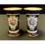 A pair of Royal Crown Derby flared cylindrical vases, painted by George Jessop, signed with