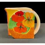 A Clarice Cliff Stamfords Nasturtium pattern jug, painted with a band of flowers and foliage over