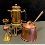 An Arts & Crafts Dr Christopher Dresser style brass and copper candlestick, possibly Benham & Froud,